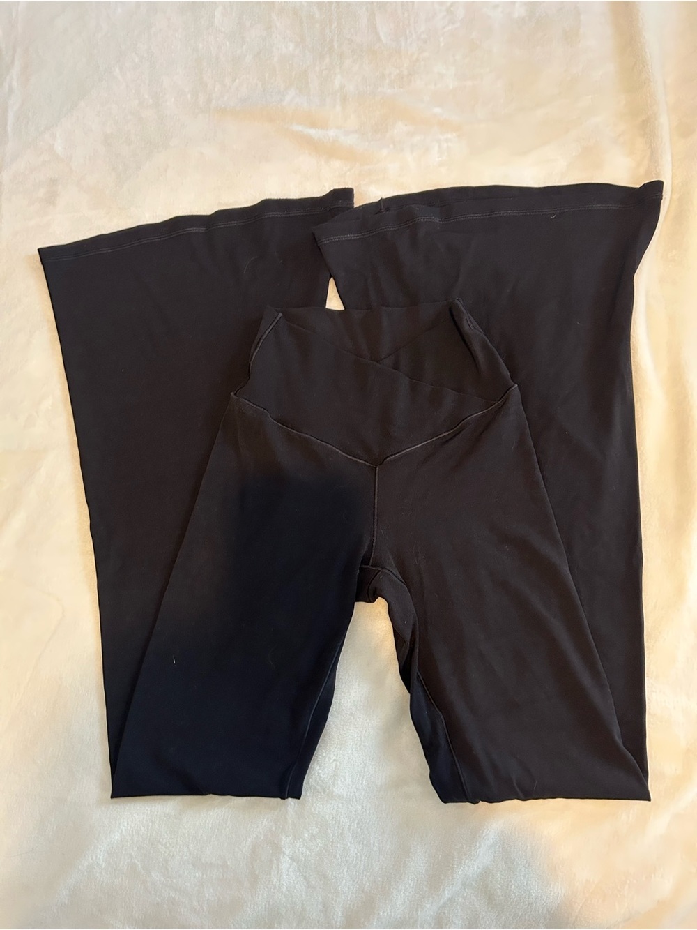 Aerie Black Flare Leggings with Crossover Waistband